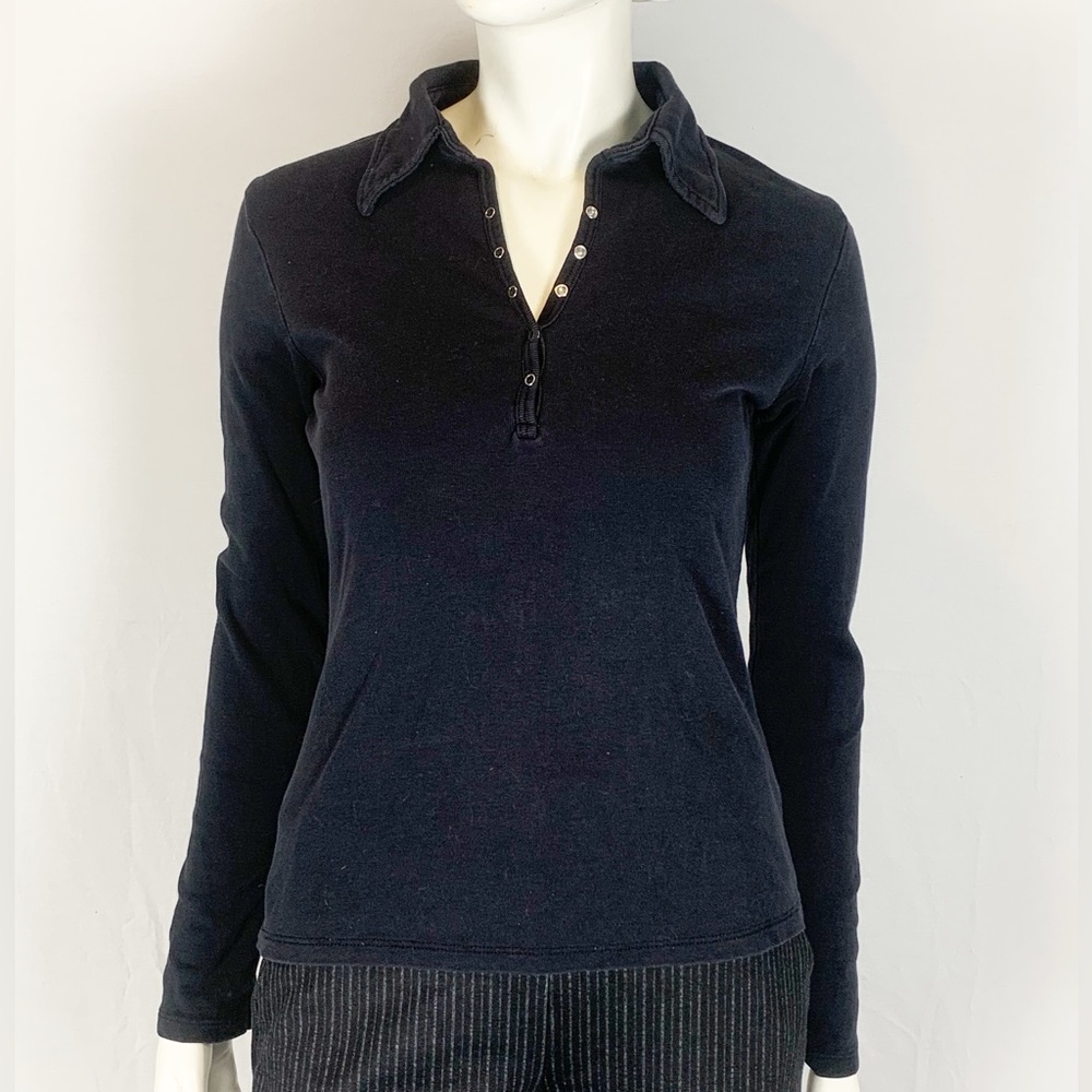 ✨ Miss Etam Vintage Black Collared Button-Up Top (S) | Y2K Retro Style ✨
